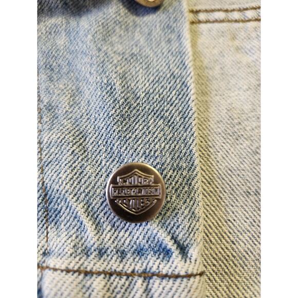 Harley Davidson Veteran Smoky Moutain Denim Jean Patch Pins Vest Men Sz Med - Picture 10 of 12